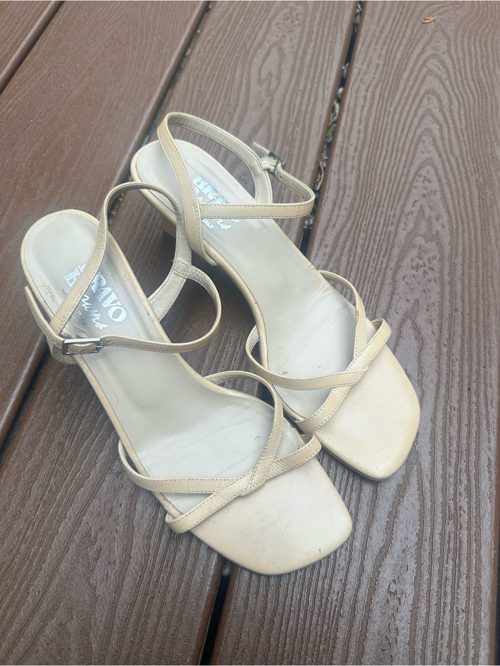 Bravo Browns Beige Strappy Slingback Heels